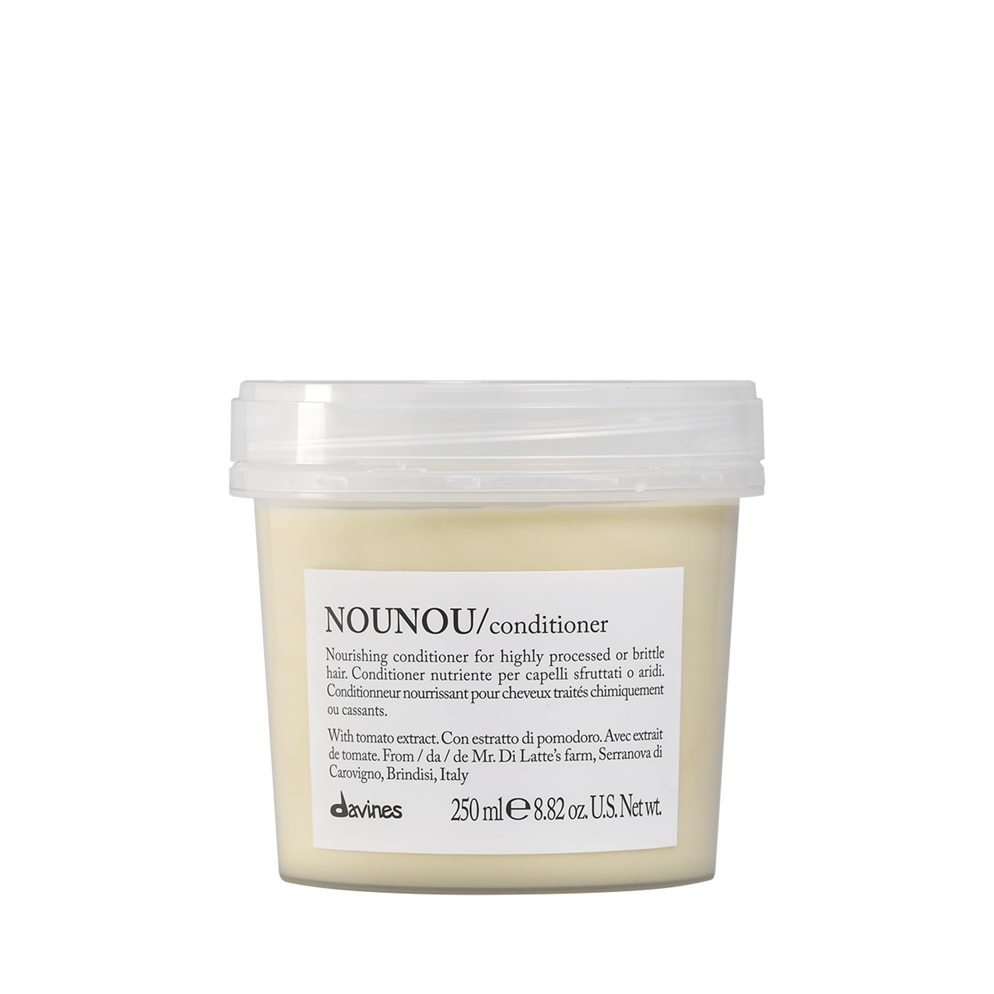 Davines NOUNOU conditioner front packaging showing product identity and benefit