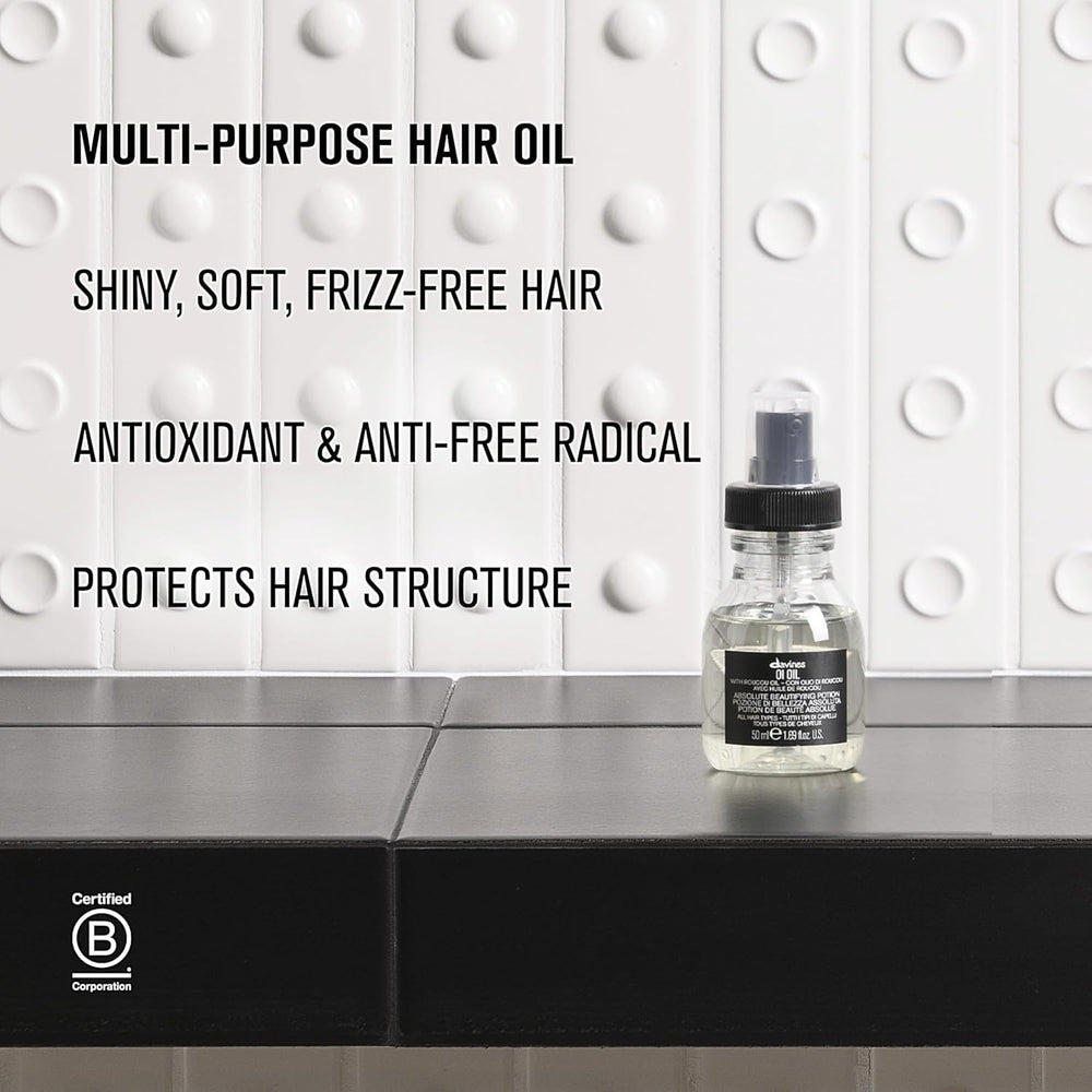 Davines OI Oil ingredients label closeup highlighting Roucou oil nourishing benefit