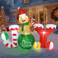 Dawdix front view gingerbread inflatable showing festive design and curb appeal
