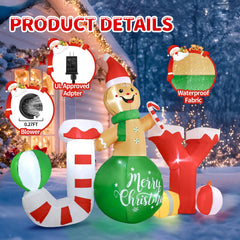 Dawdix gingerbread inflatable in family yard creating welcoming holiday atmosphere