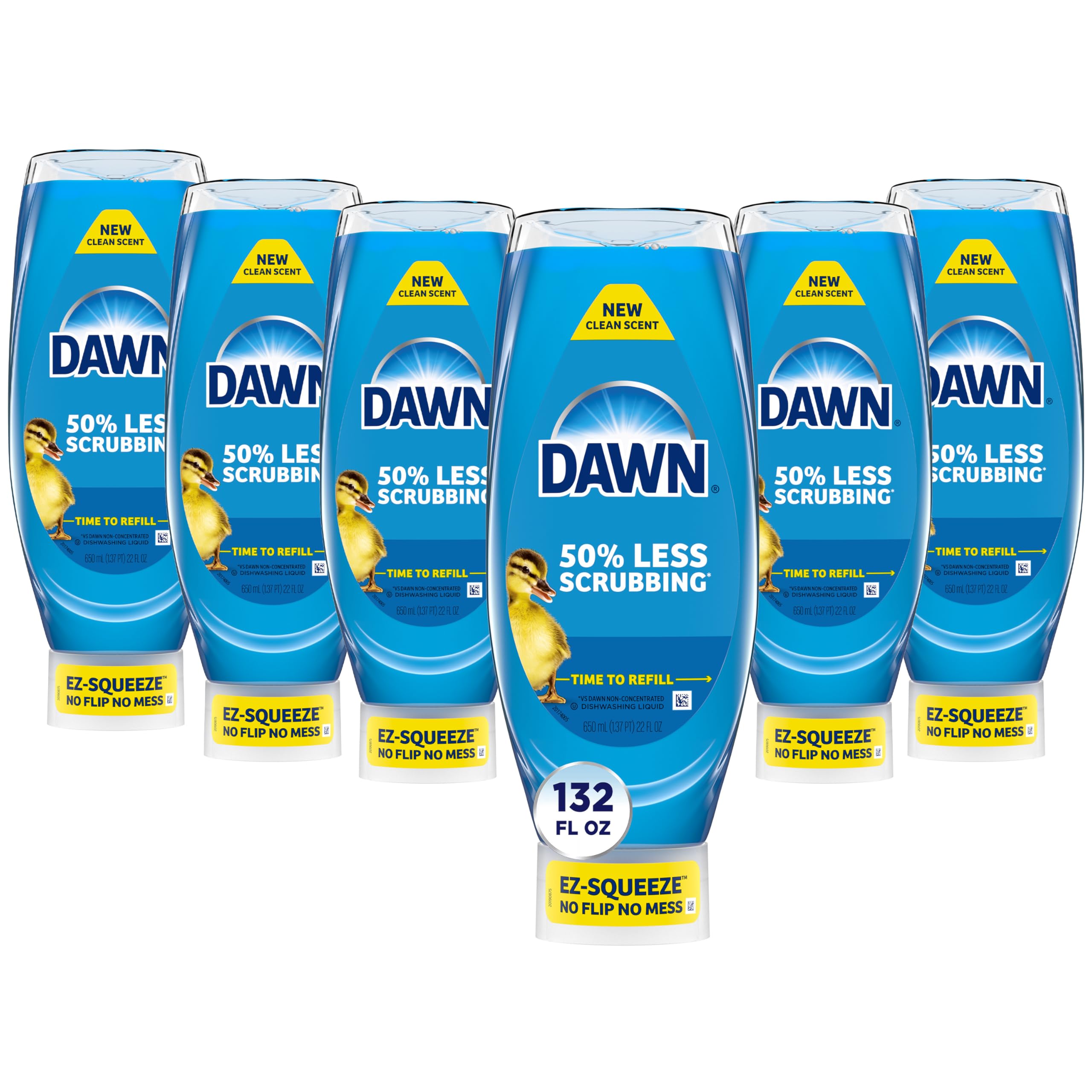 Dawn front packaging bundle showing six EZ-Squeeze bottles and convenience