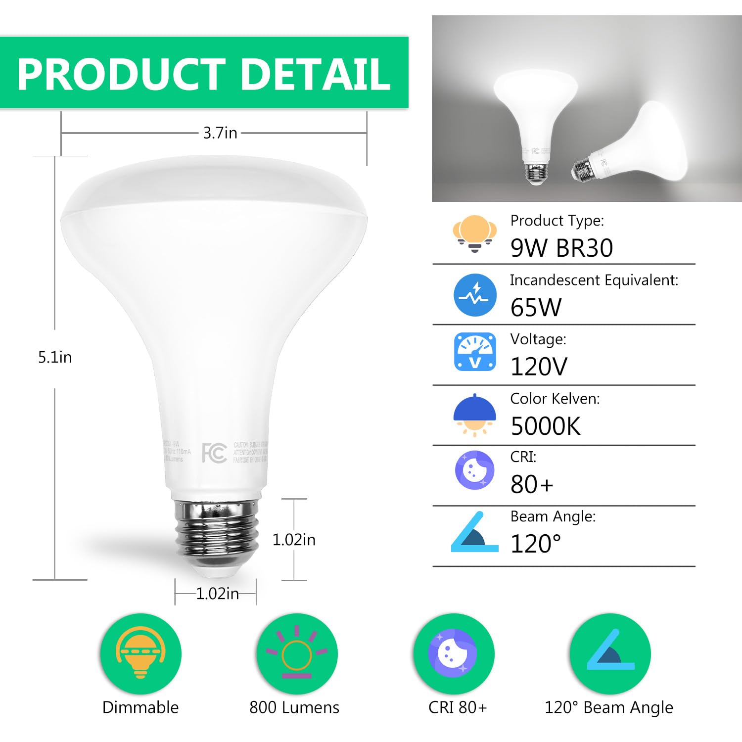 DAYBETTER BR30 installed in recessed can delivering wide, glare-free coverage