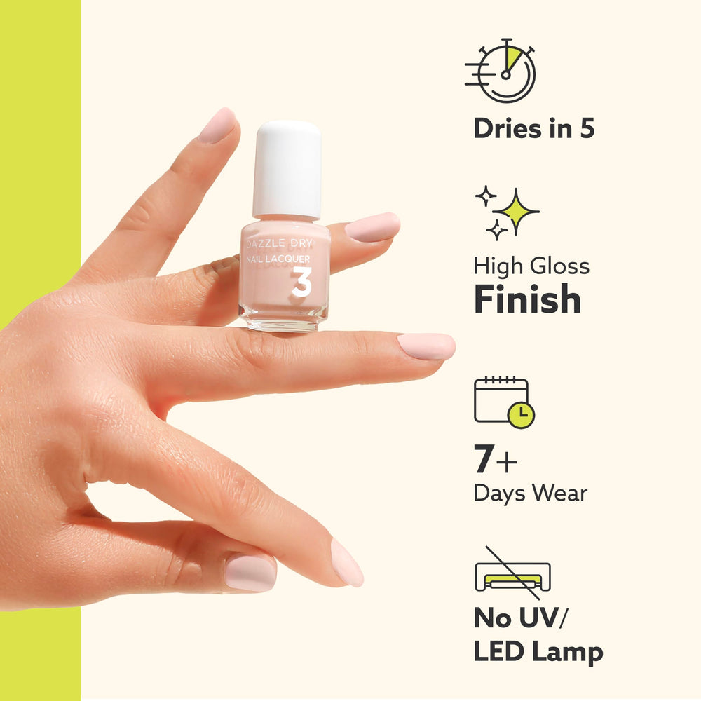 Dazzle Dry kit on a tabletop with tools showing quick salon-style results at home