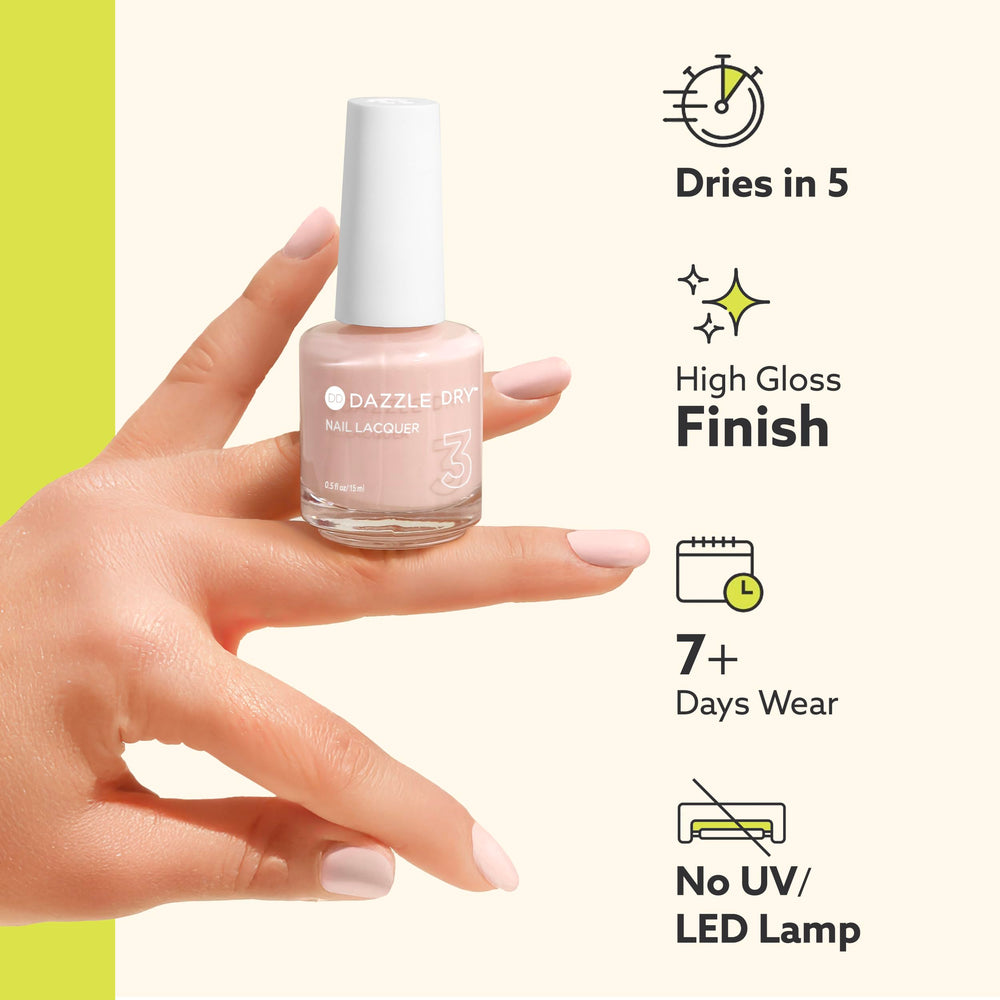 Application of Dazzle Dry by brush on natural nail for better polish adhesion