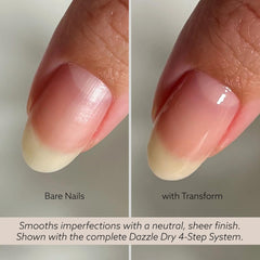 Dazzle Dry formula texture swipe illustrating smoothing coverage benefit