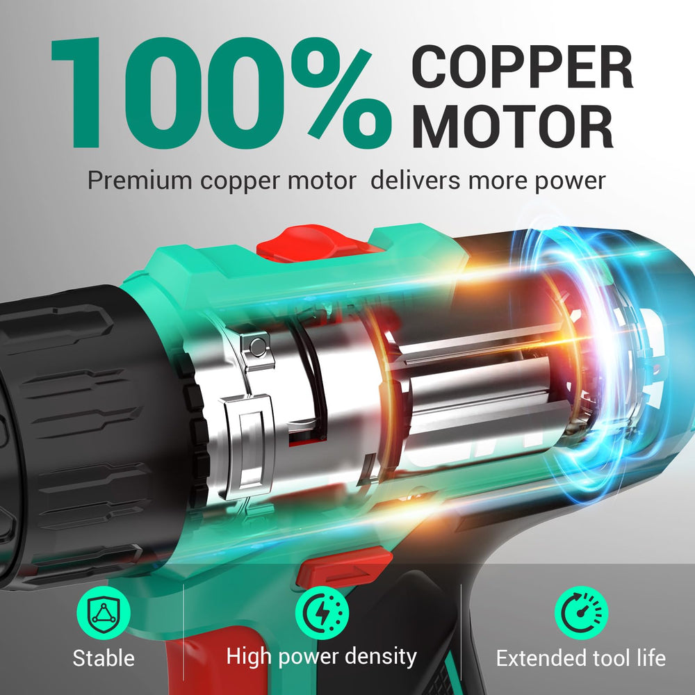 DCA drill in hand to show compact 2.8-pound size and ergonomic balance for reduced fatigue