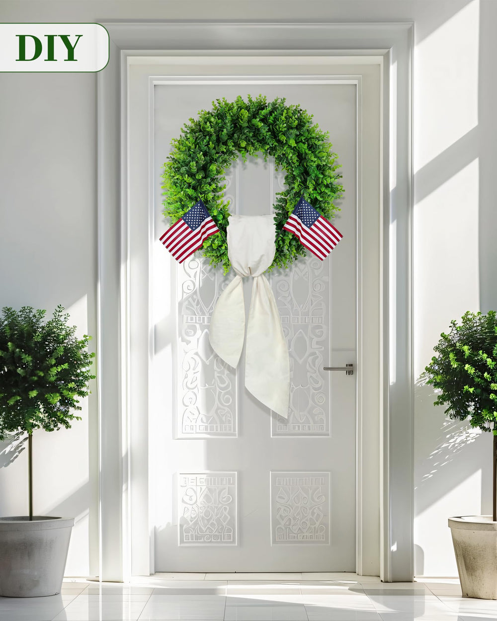 DDHS wreath styled on mantel adding year-round decorative versatility