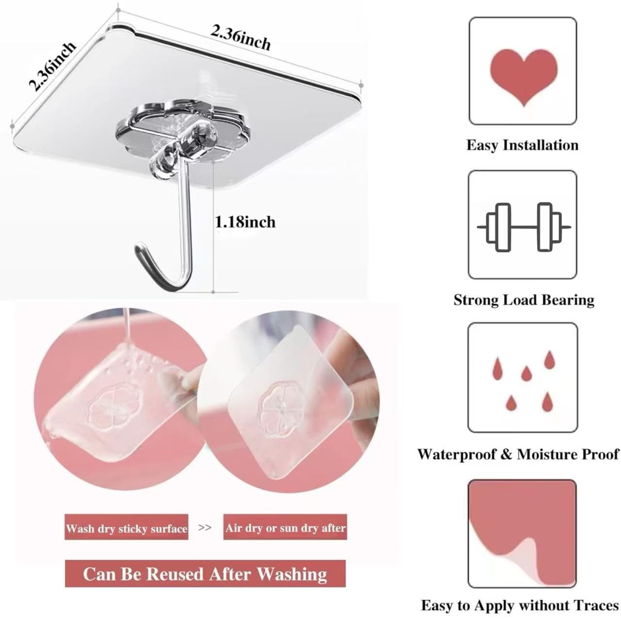 DDMY clear hook holding towel in bathroom illustrating water-resistant use