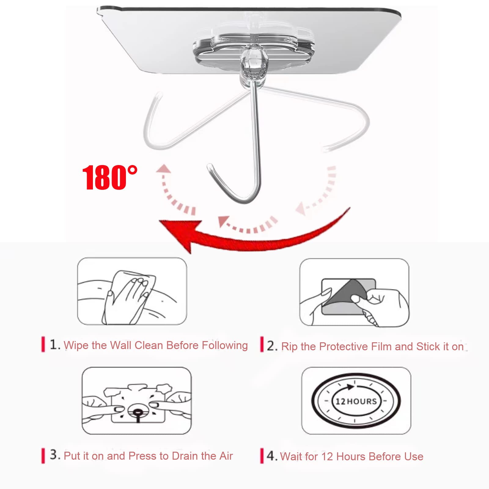 DDMY clear hooks on kitchen tile supporting utensils for organized counters