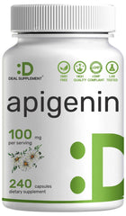 DEAL SUPPLEMENT front bottle view showing apigenin 240 capsules and long supply benefit
