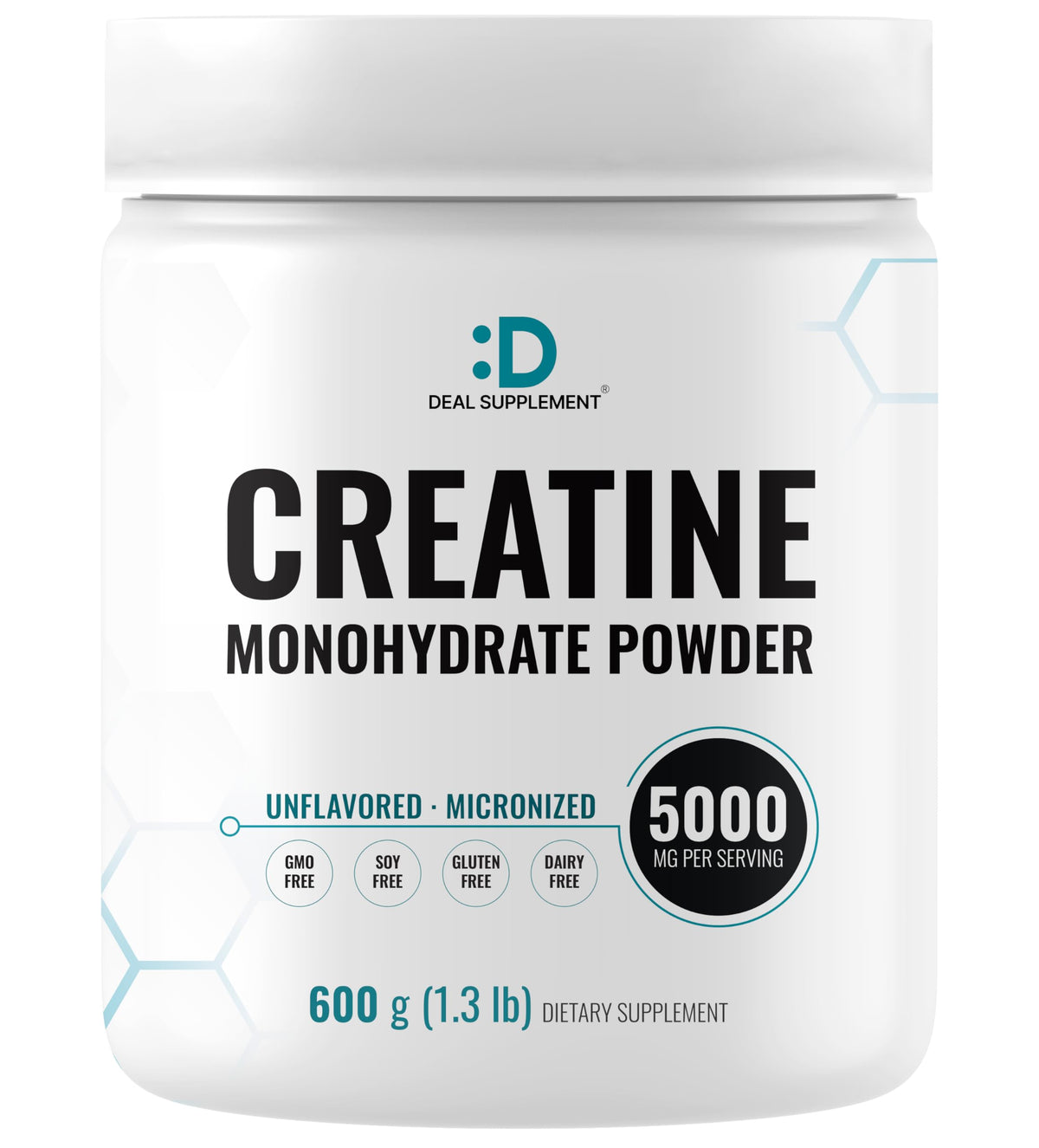 DEAL SUPPLEMENT front packaging showing jar and clean label, clear product benefit