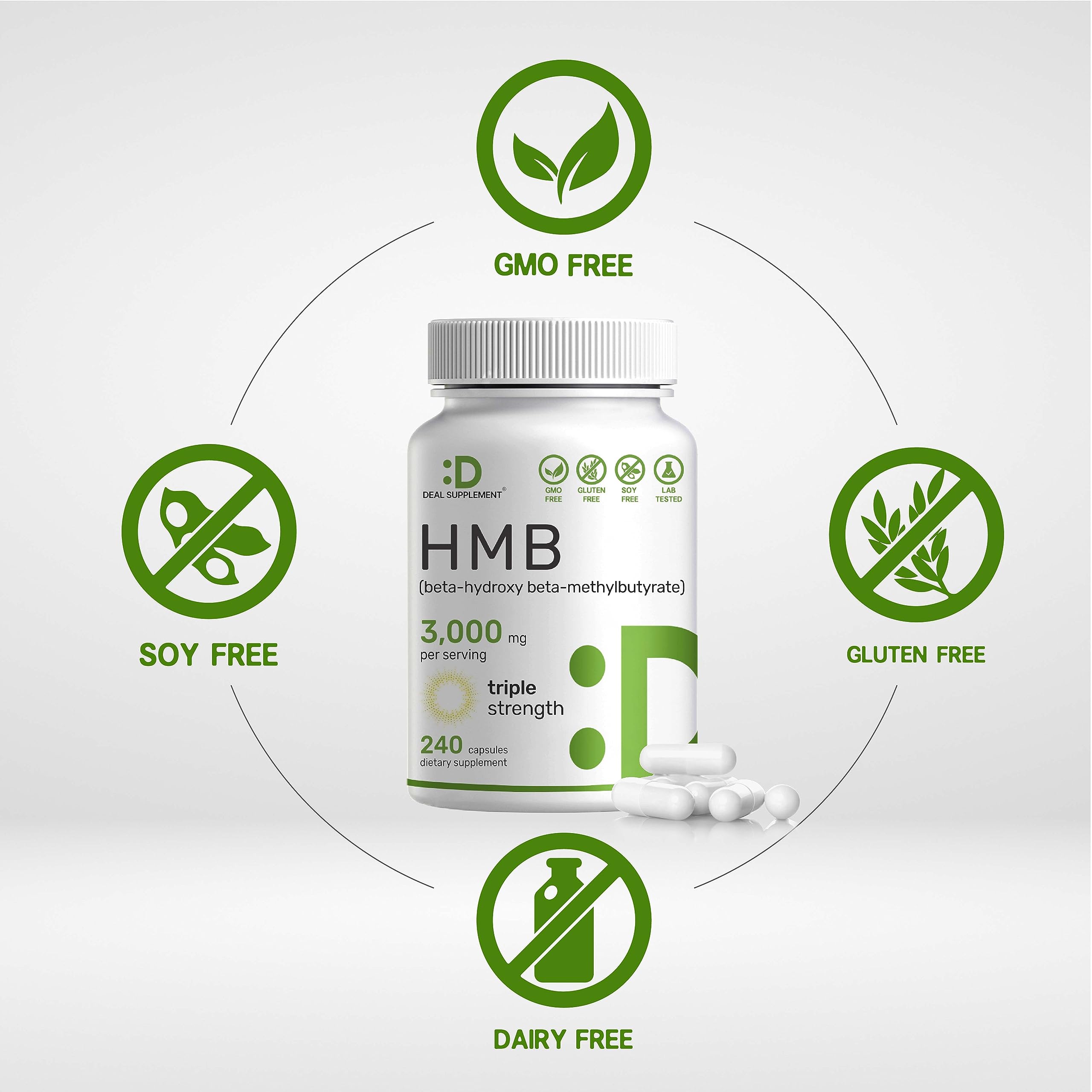 DEAL SUPPLEMENT open bottle with capsules highlighting full 240 capsule supply benefit
