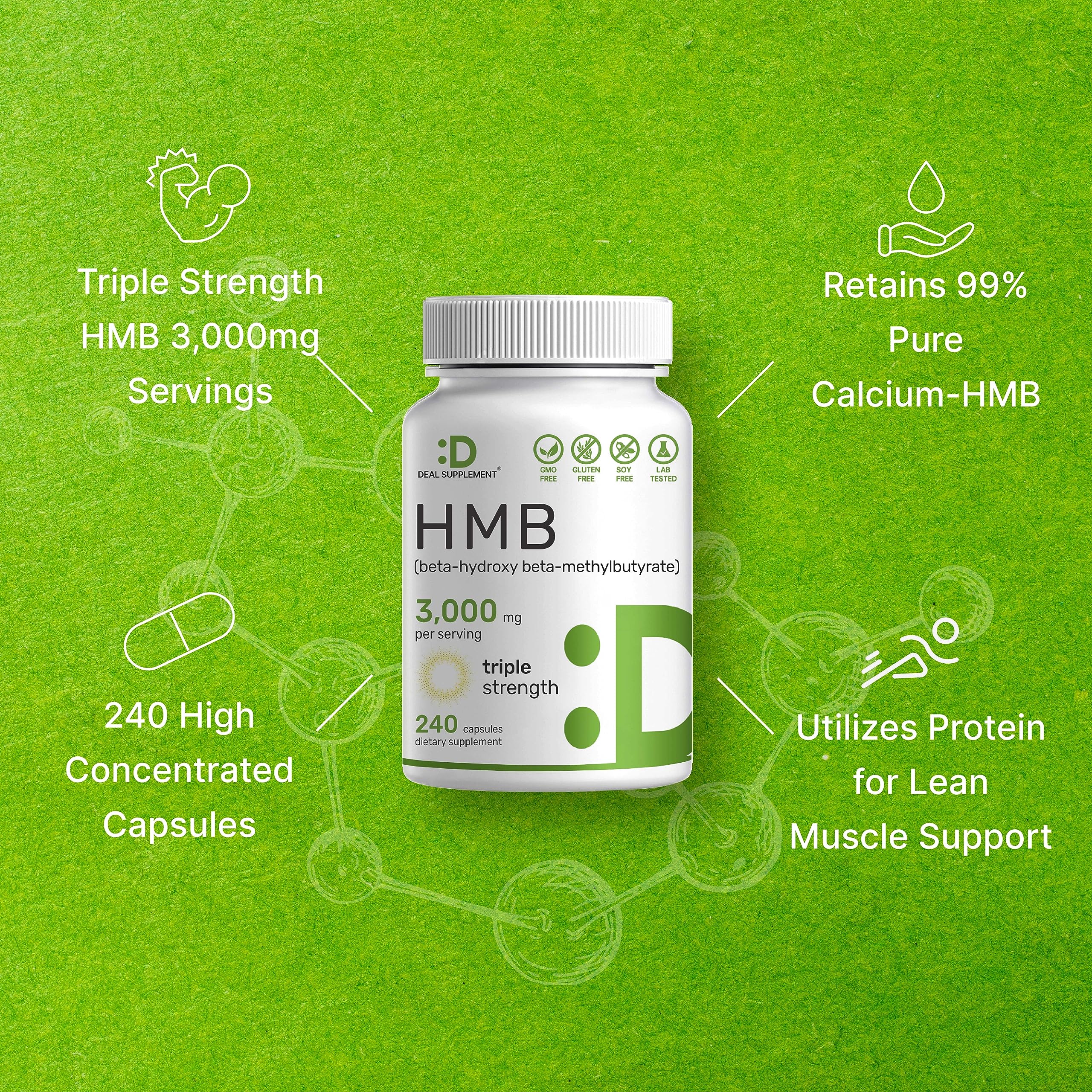 DEAL SUPPLEMENT capsules on spoon showing four-capsule serving for accurate dosing