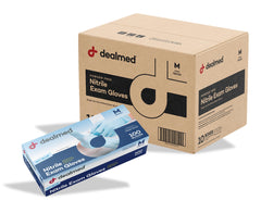 Dealmed sky blue box front view showing product and count, professional storage benefit