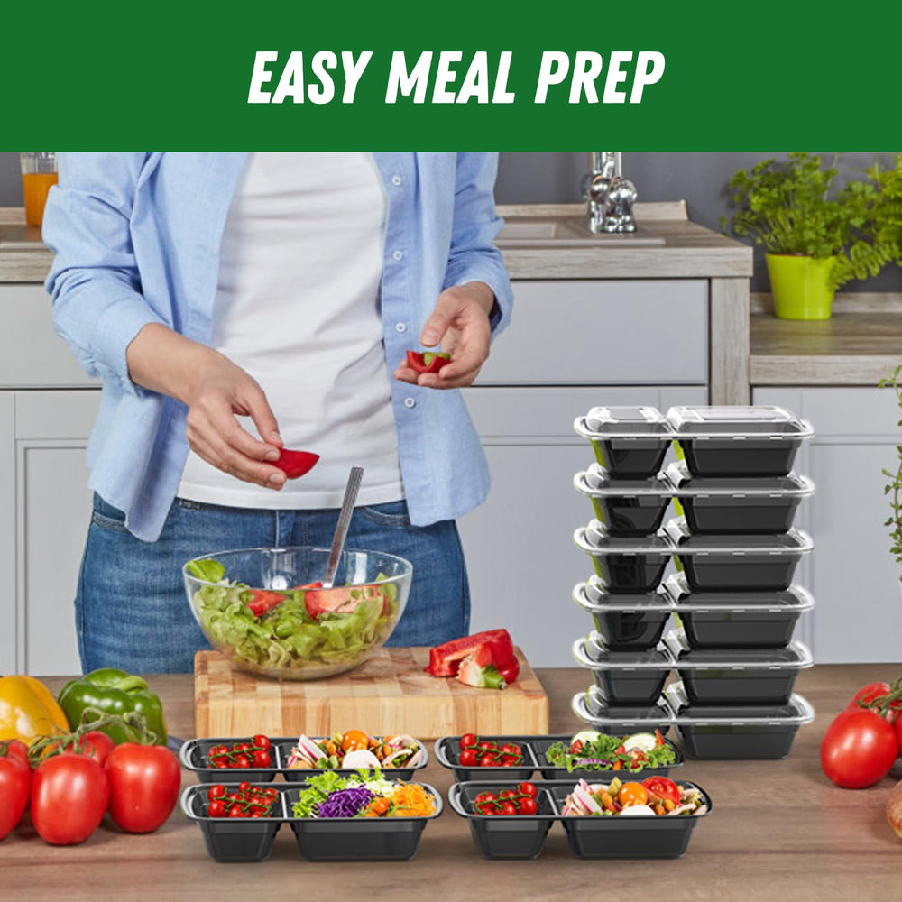 Dealusy containers inside a freezer labeled for meal prep to show freezer-safe durability