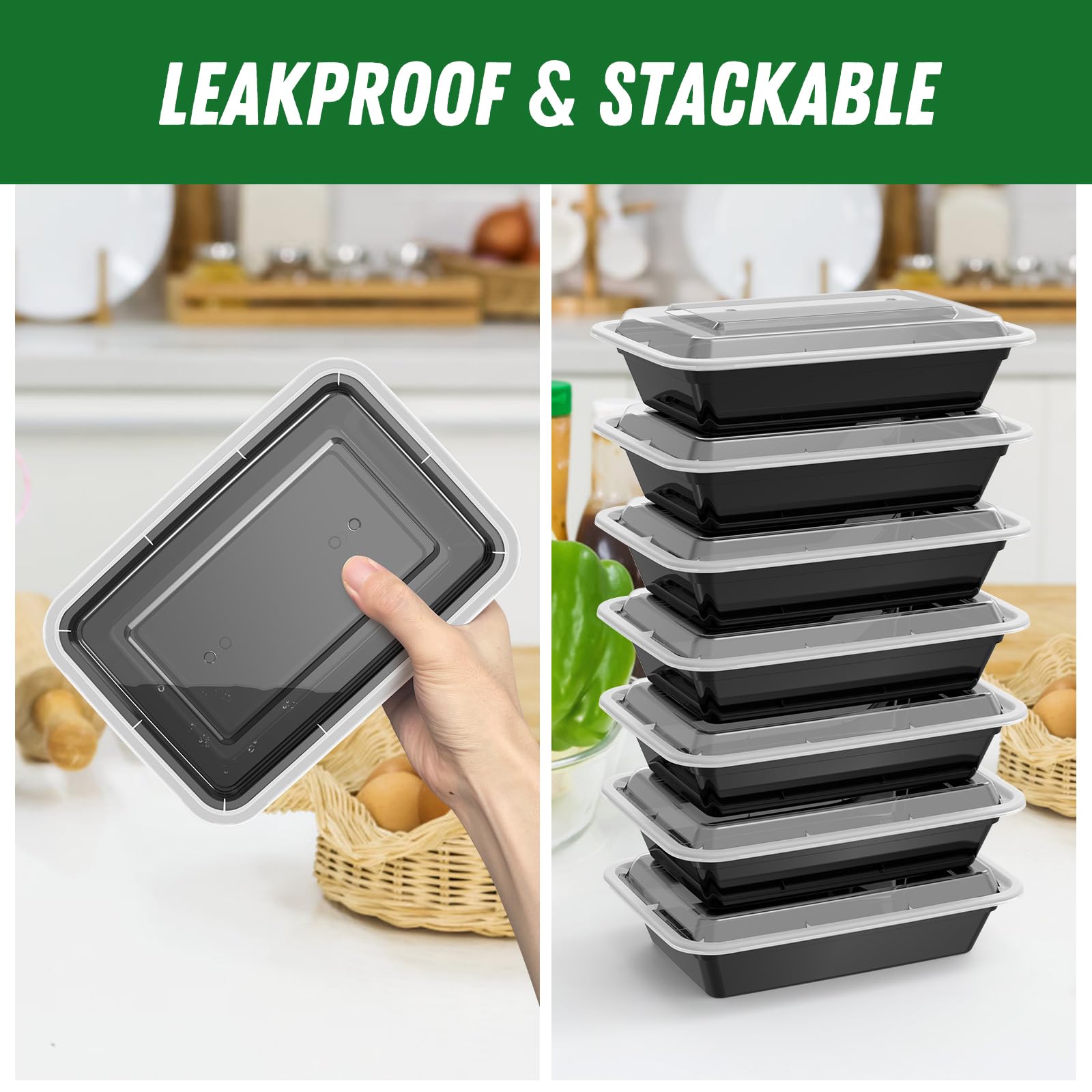 Dealusy containers with prepared meals inside, demonstrating convenient meal prepping