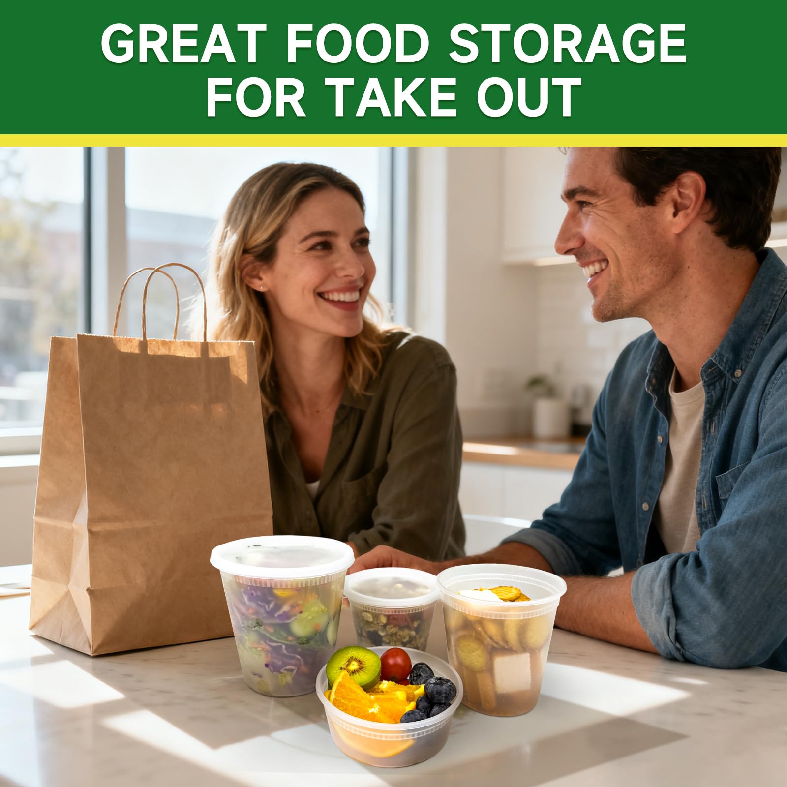 Dealusy containers on kitchen counter ready for meal prep and convenience benefit