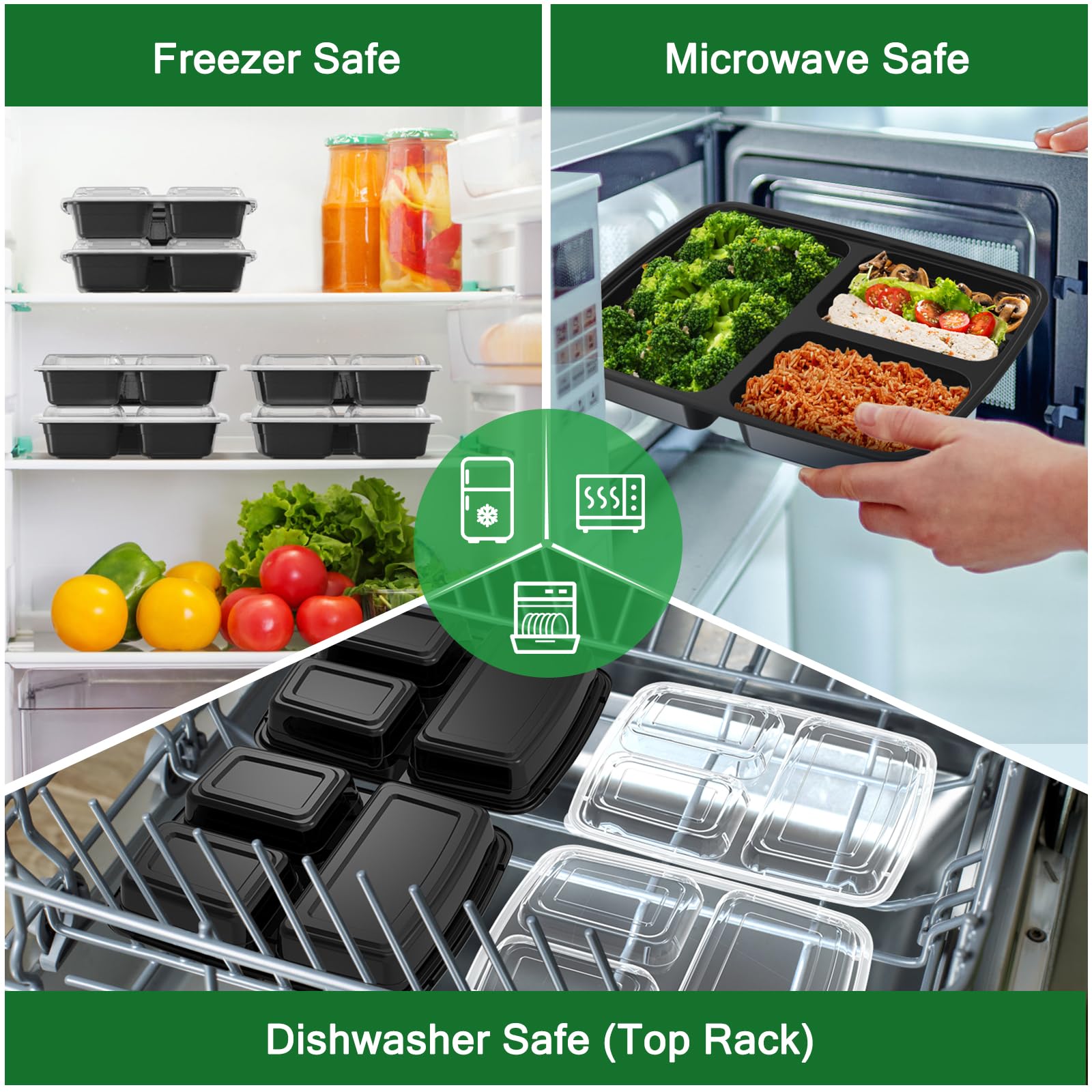 Dealusy container in microwave being reheated, microwave-safe convenience