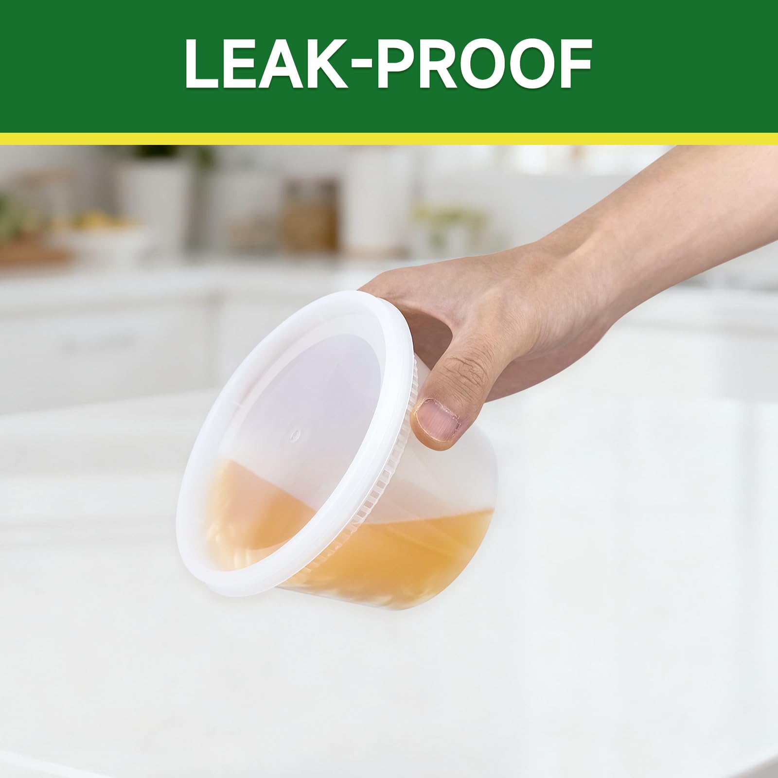 Dealusy container filled with soup in use showing convenient reheating and portion control