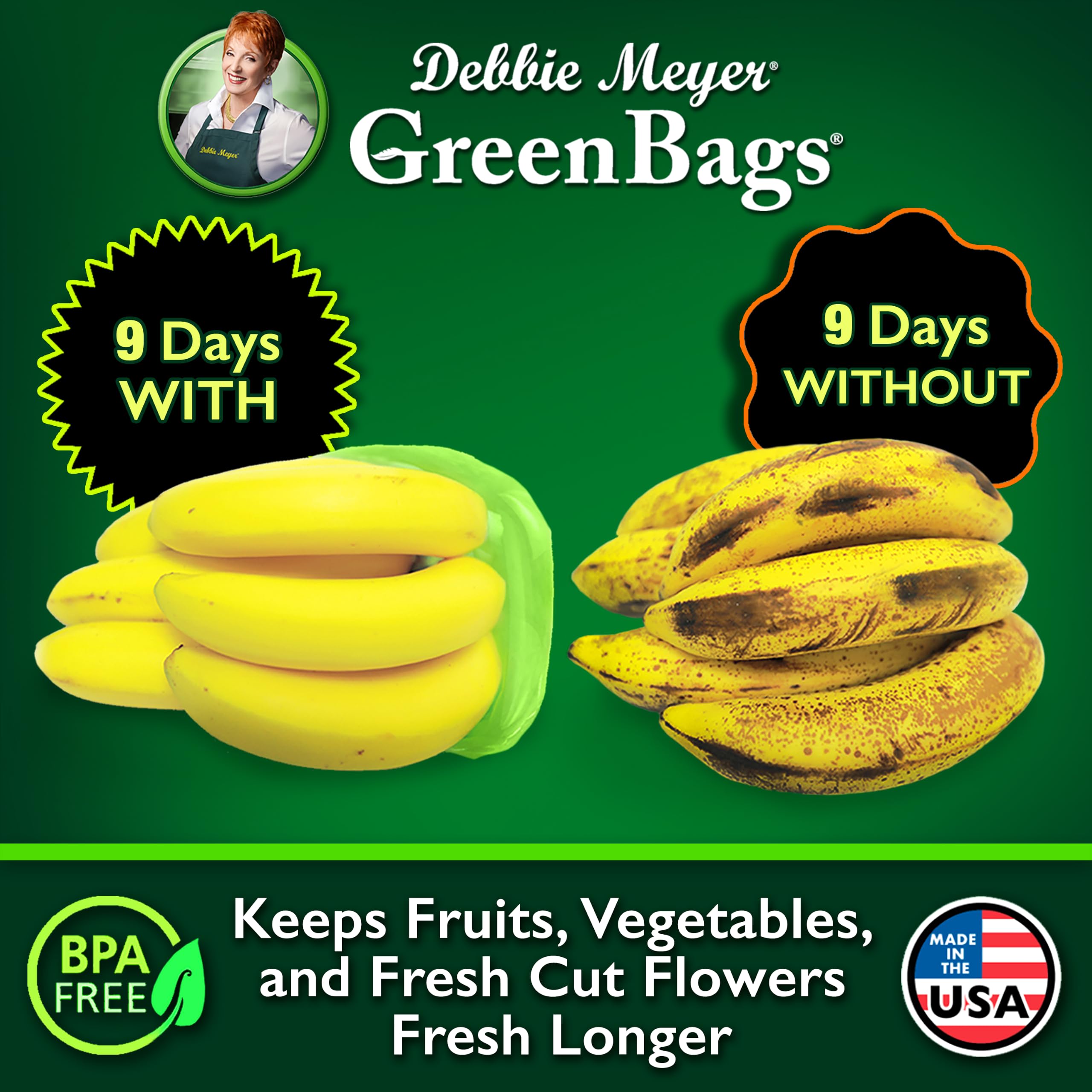 Debbie Meyer extra-large bag storing heads of lettuce and broccoli longer