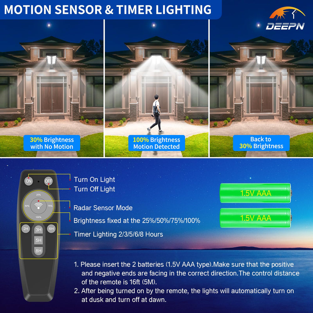 Deepn TW001 lighting a driveway at night showcasing wide, secure illumination