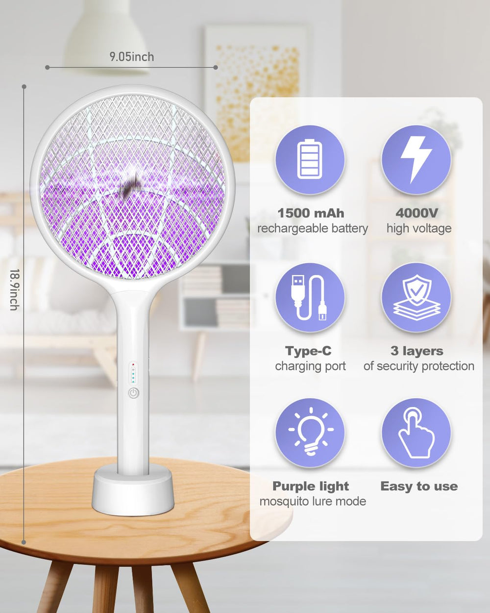 DEEZEE close-up of 10 ultraviolet LEDs and 4,000V grid highlighting strong insect attraction