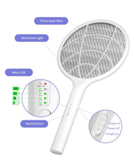 DEEZEE racket in hand outdoors demonstrating portable mosquito control while camping