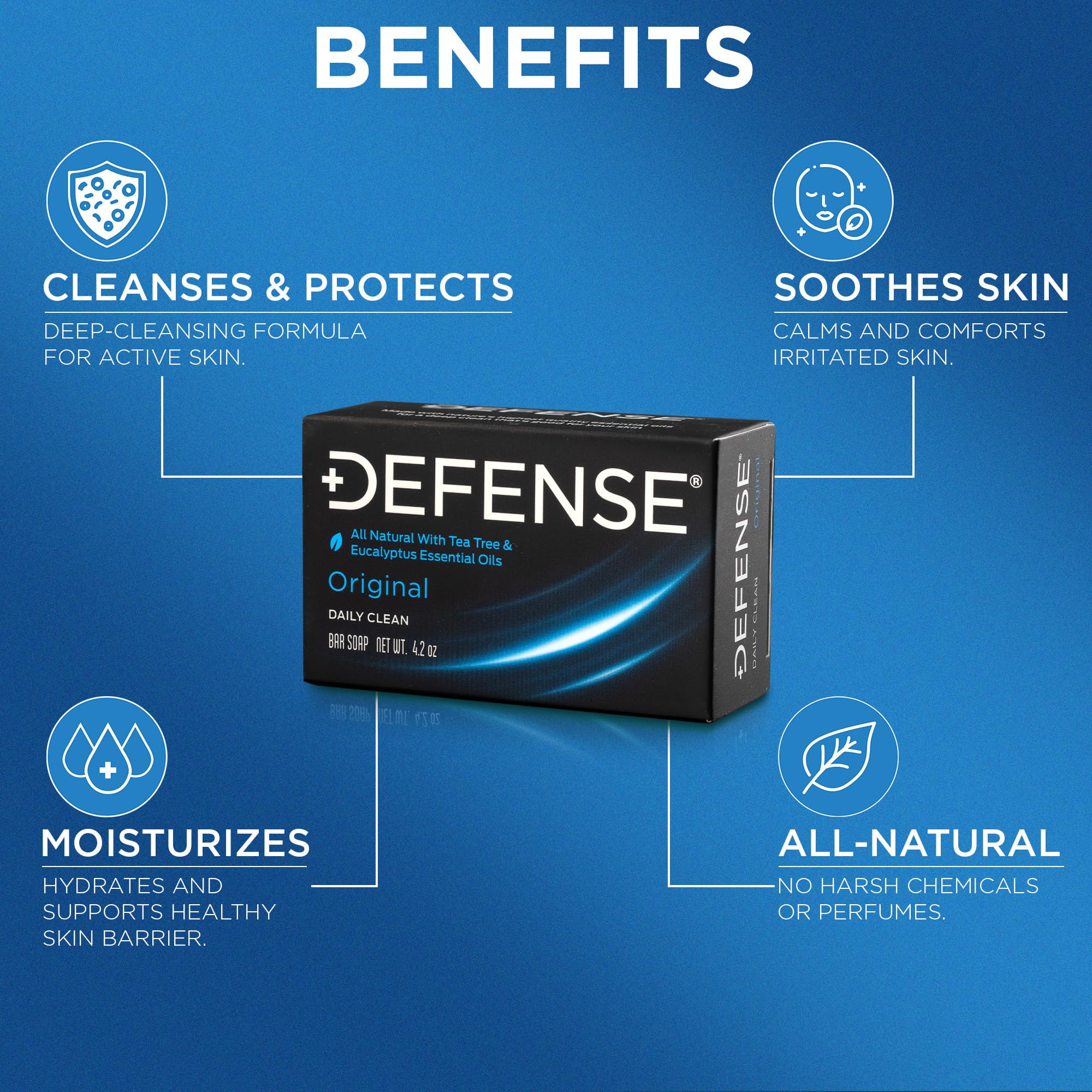 Defense Soap bar in hand demonstrating size and ease of use after workouts