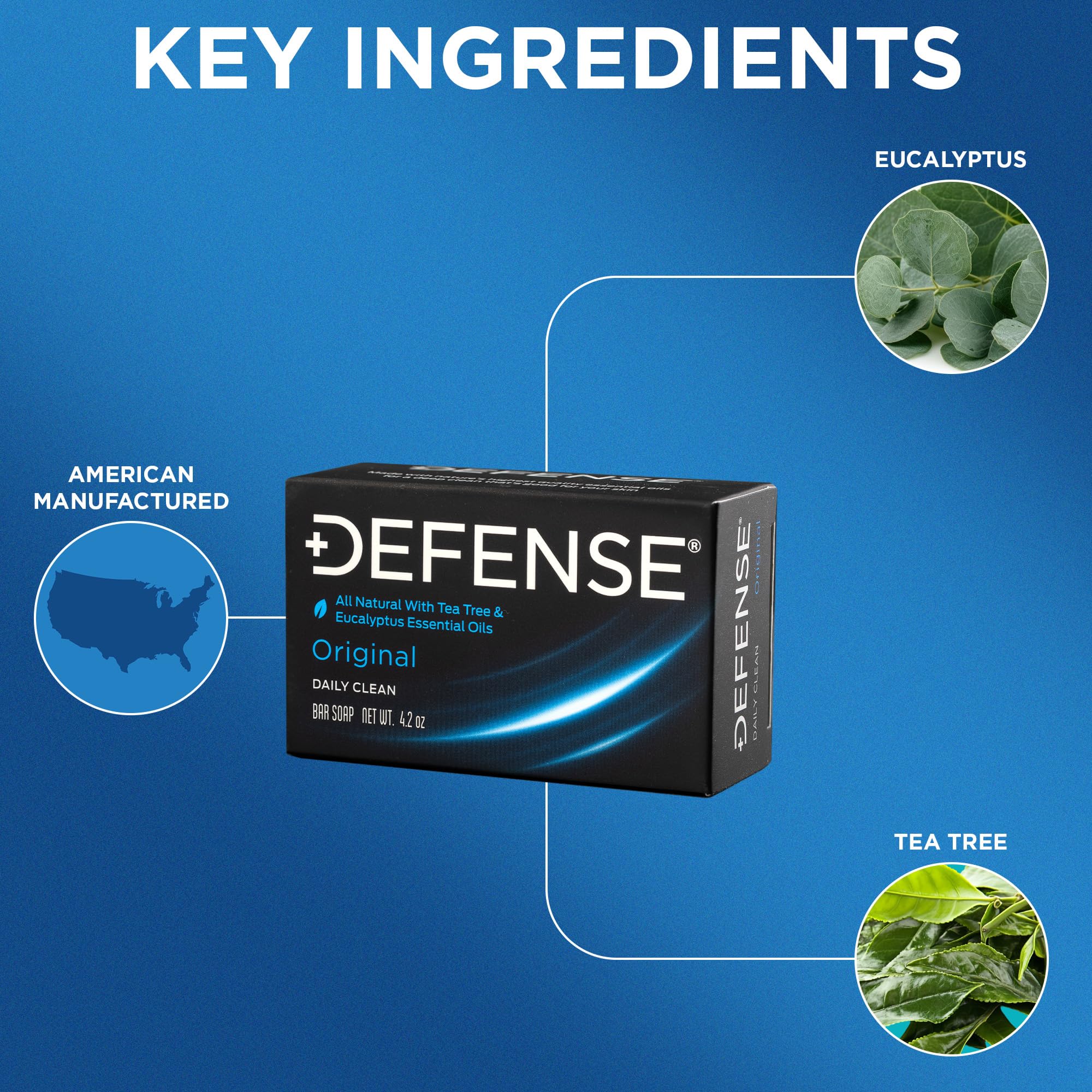 Defense Soap single bar close-up showing dense triple-milled texture and longevity