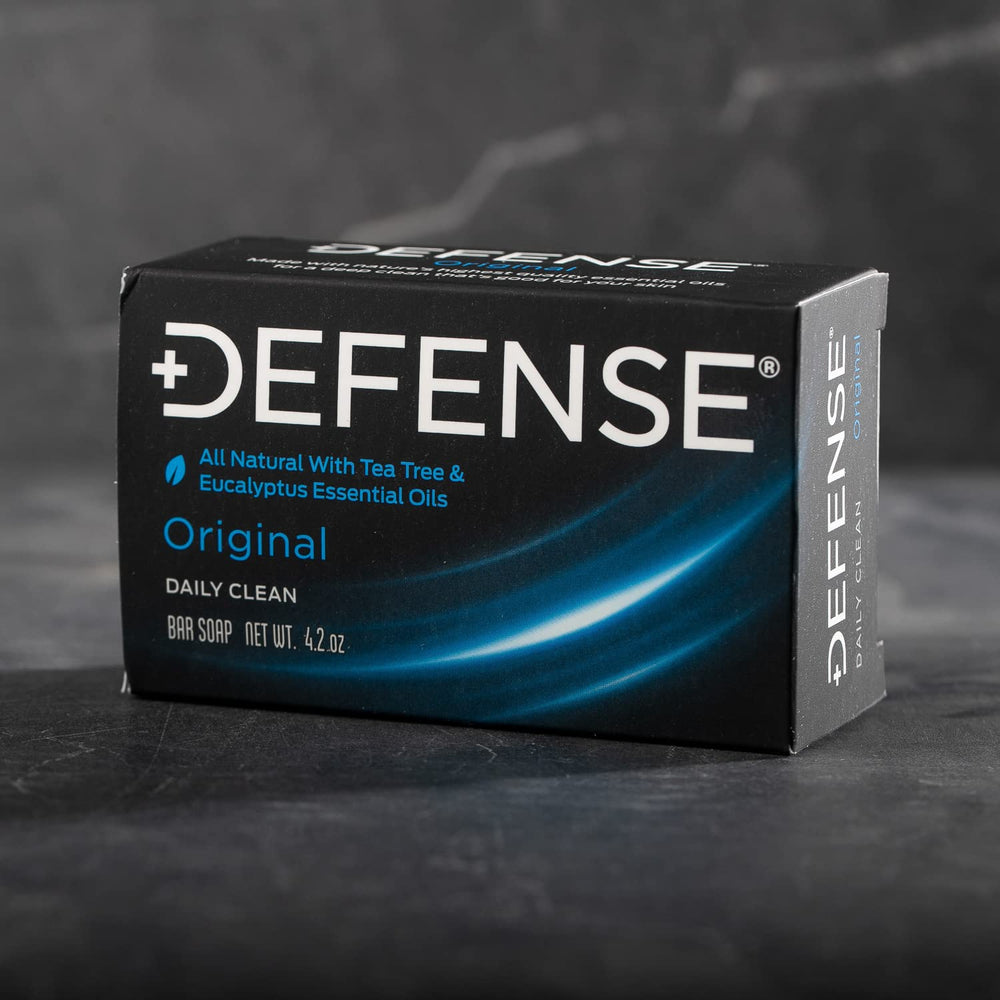 Defense Soap bar in gym bag ready for travel showing convenience and portability