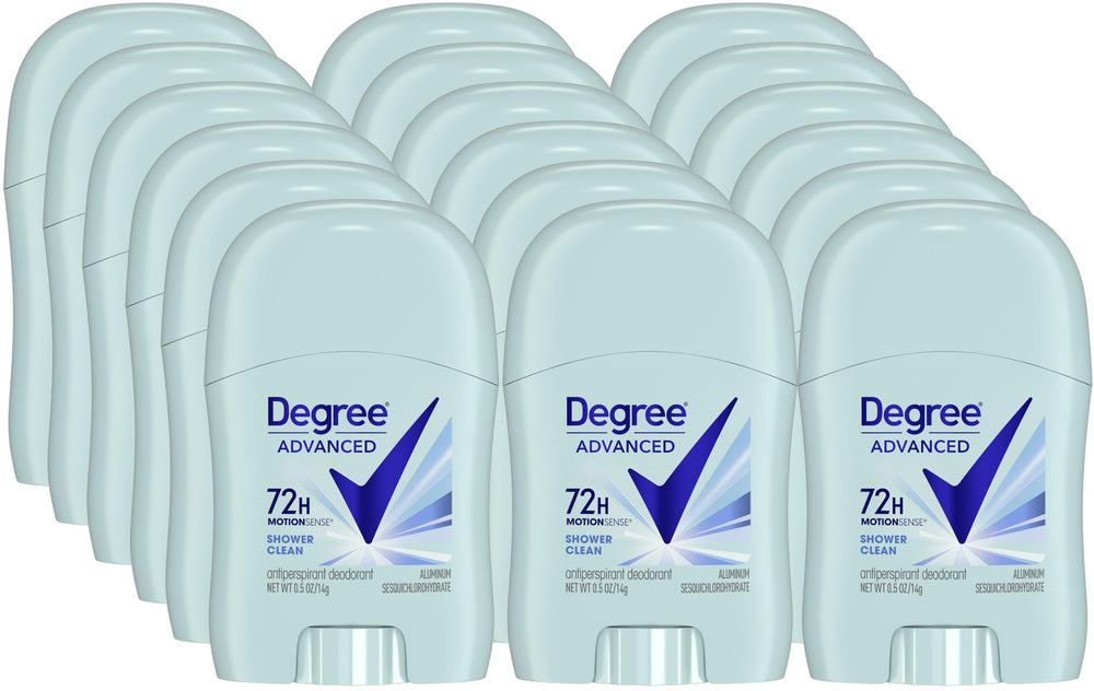 Degree mini Shower Clean front packaging showing compact travel benefit