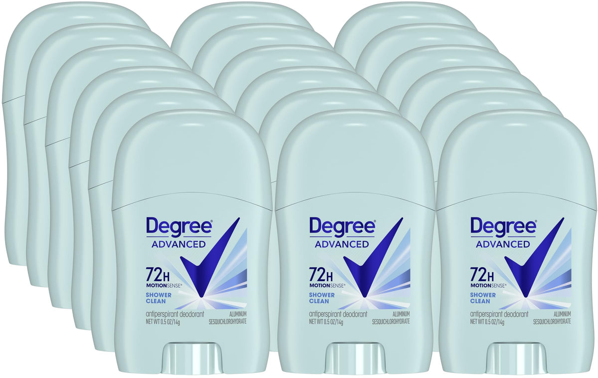 Degree mini Shower Clean front packaging showing compact travel benefit