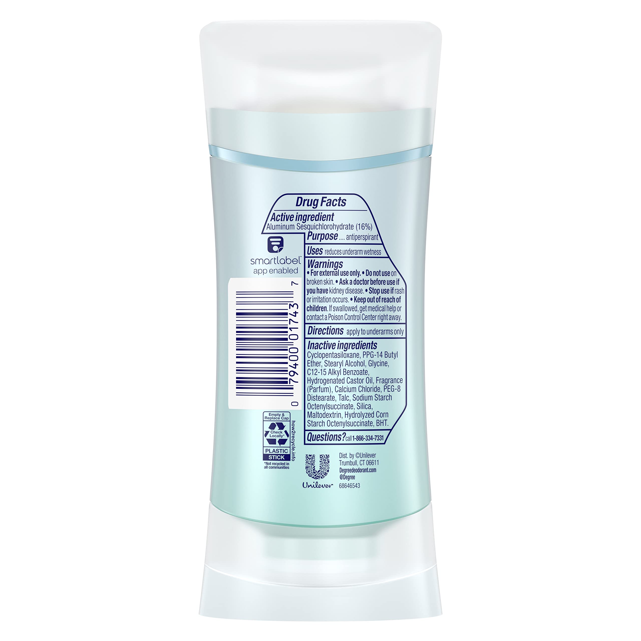 Degree Sexy Intrigue side label with ingredients and usage info visible