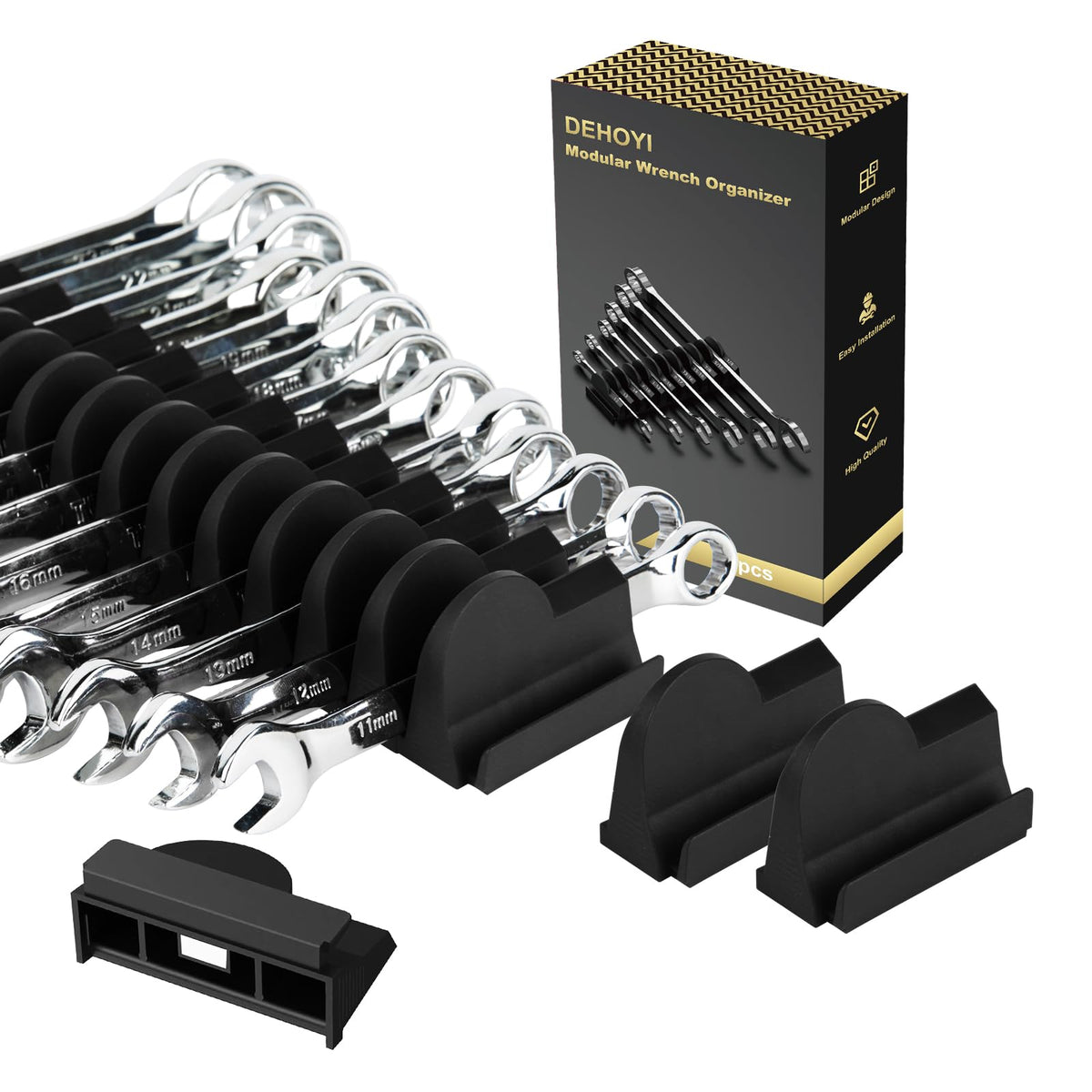DEHOYI front view of wrench rack showing tidy storage benefit