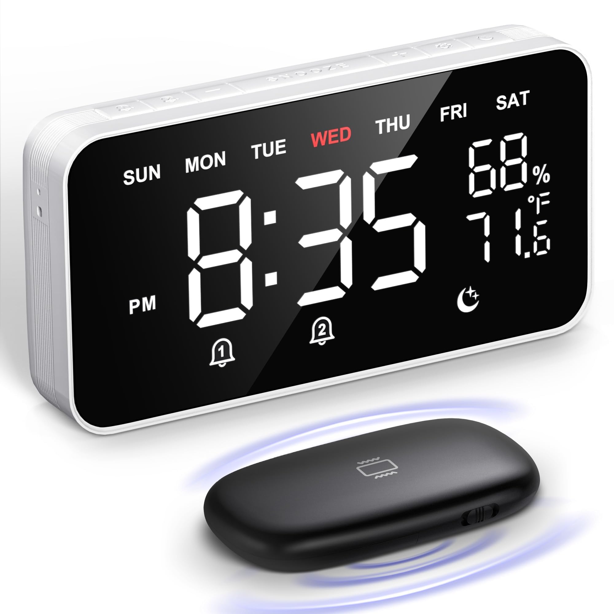 Dekala front display showing large time digits and easy readability benefit