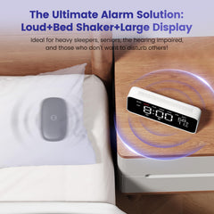 Dekala wireless bed shaker placed on mattress demonstrating quiet effective wake