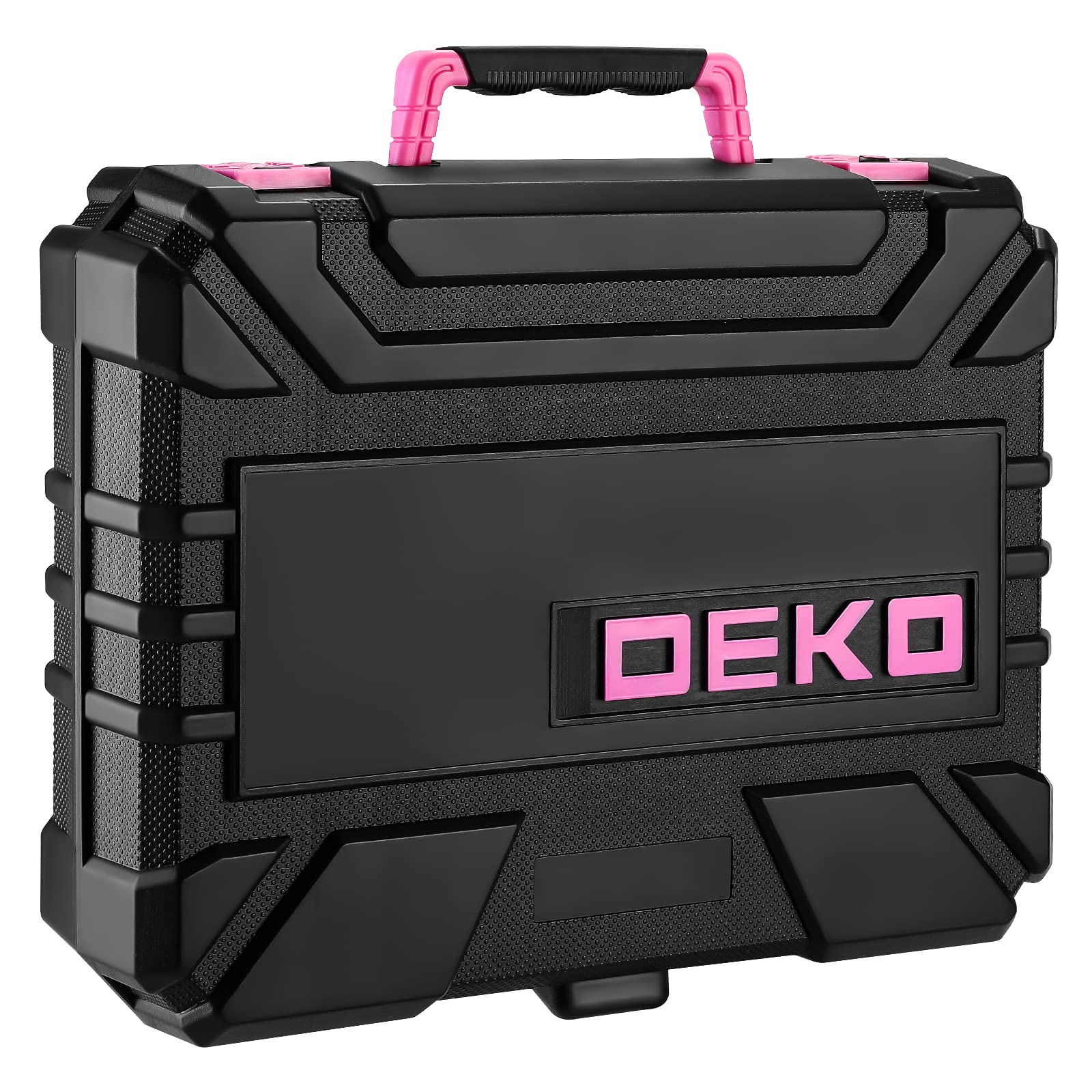 DEKOPRO woman using pink cordless drill demonstrating lightweight design for comfortable DIY