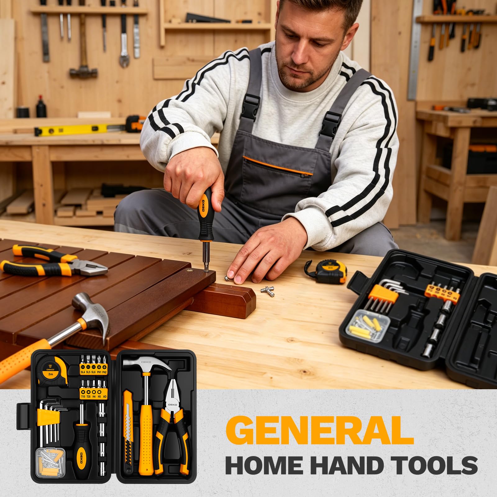 DEKOPRO compact toolbox closed with handle for easy transport