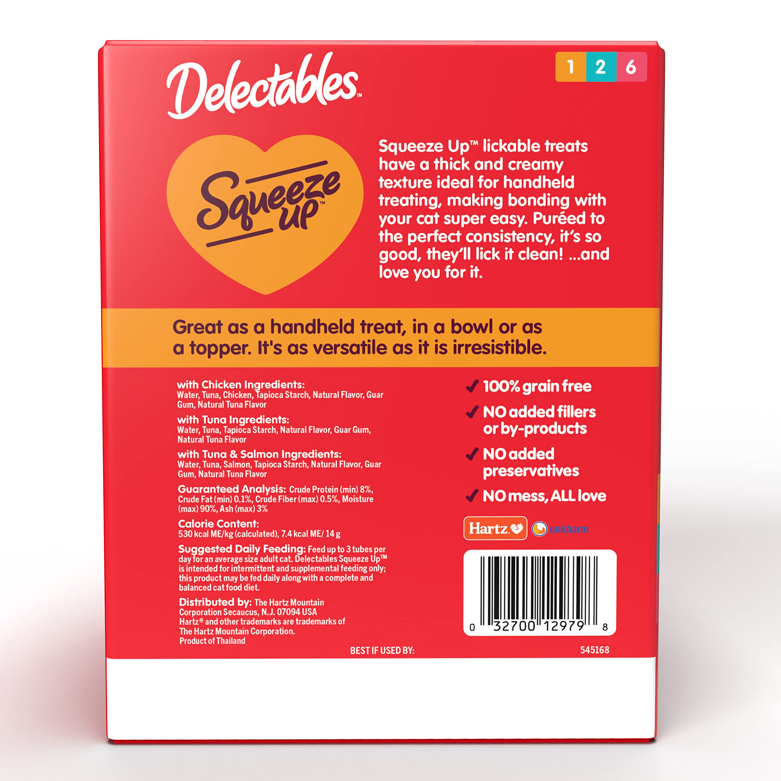 Delectables tube next to coin showing 0.5oz size for portion control