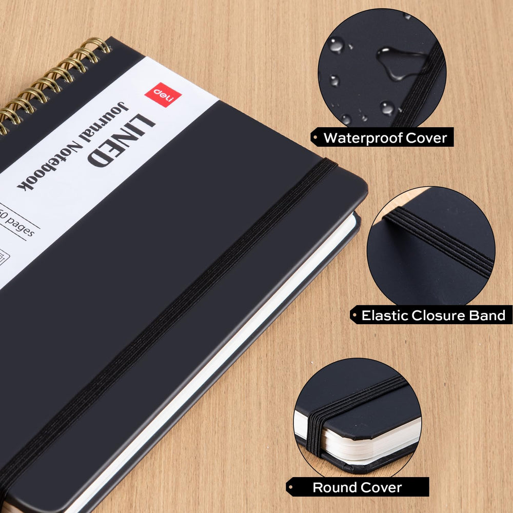 deli notebook inside a backpack illustrating compact A5 size and portability
