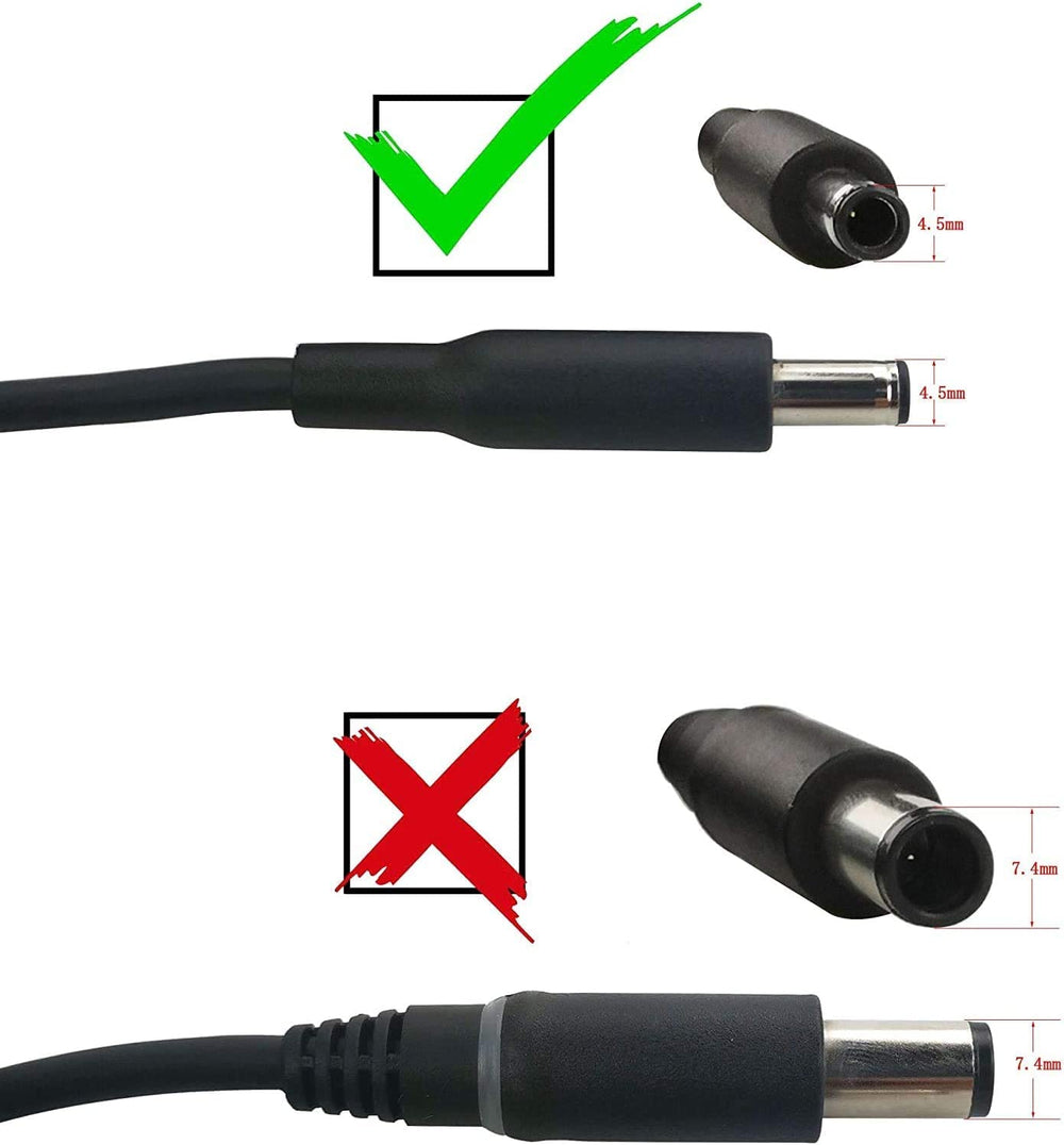 Dell 4.5mm barrel connector close-up showing reliable connection benefit