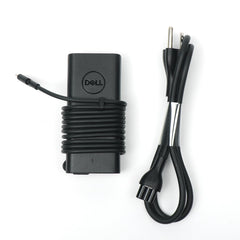 Dell 65W USB-C front view showing compact OEM adapter and stable charging