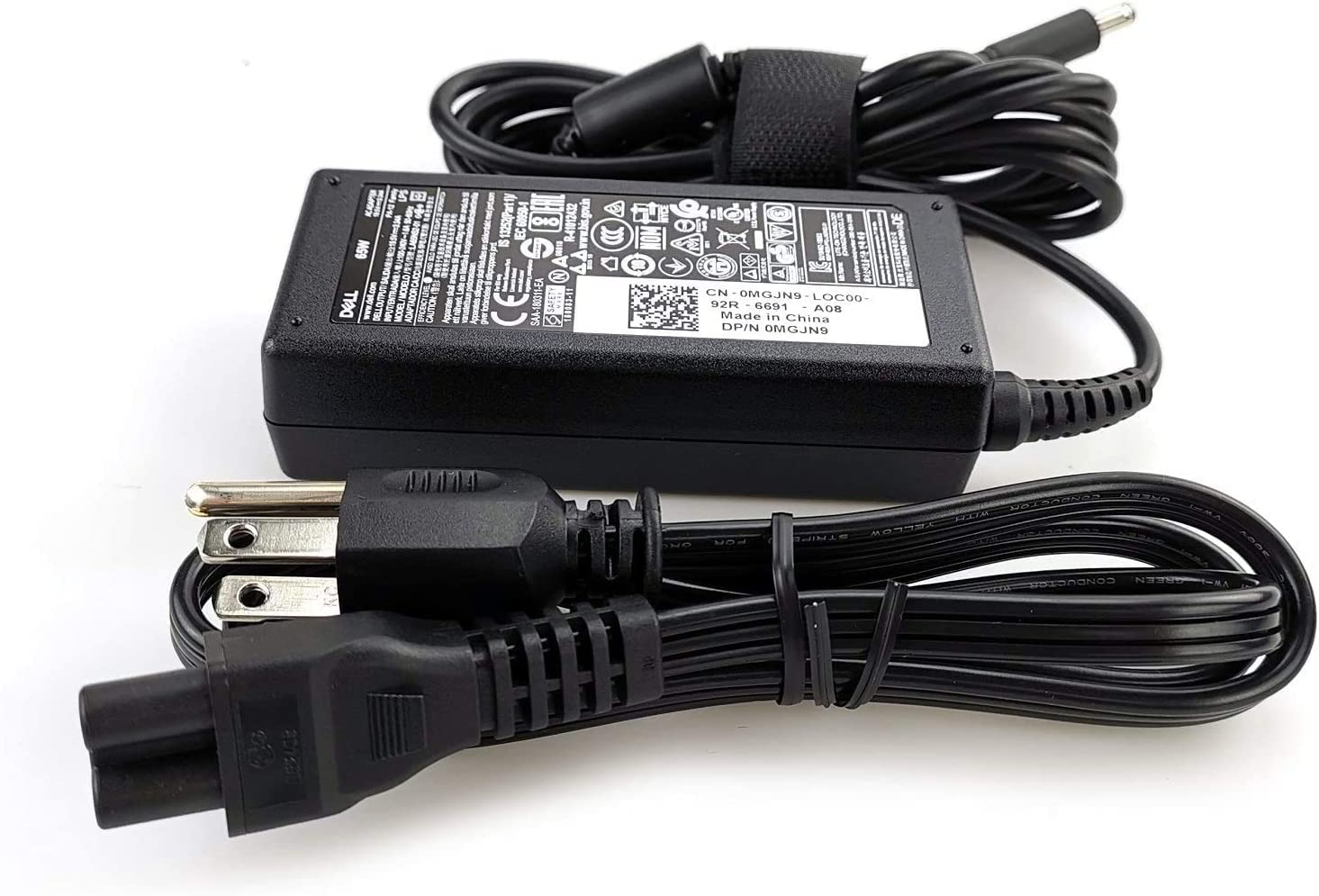 Dell adapter with detachable power cord showing travel convenience benefit