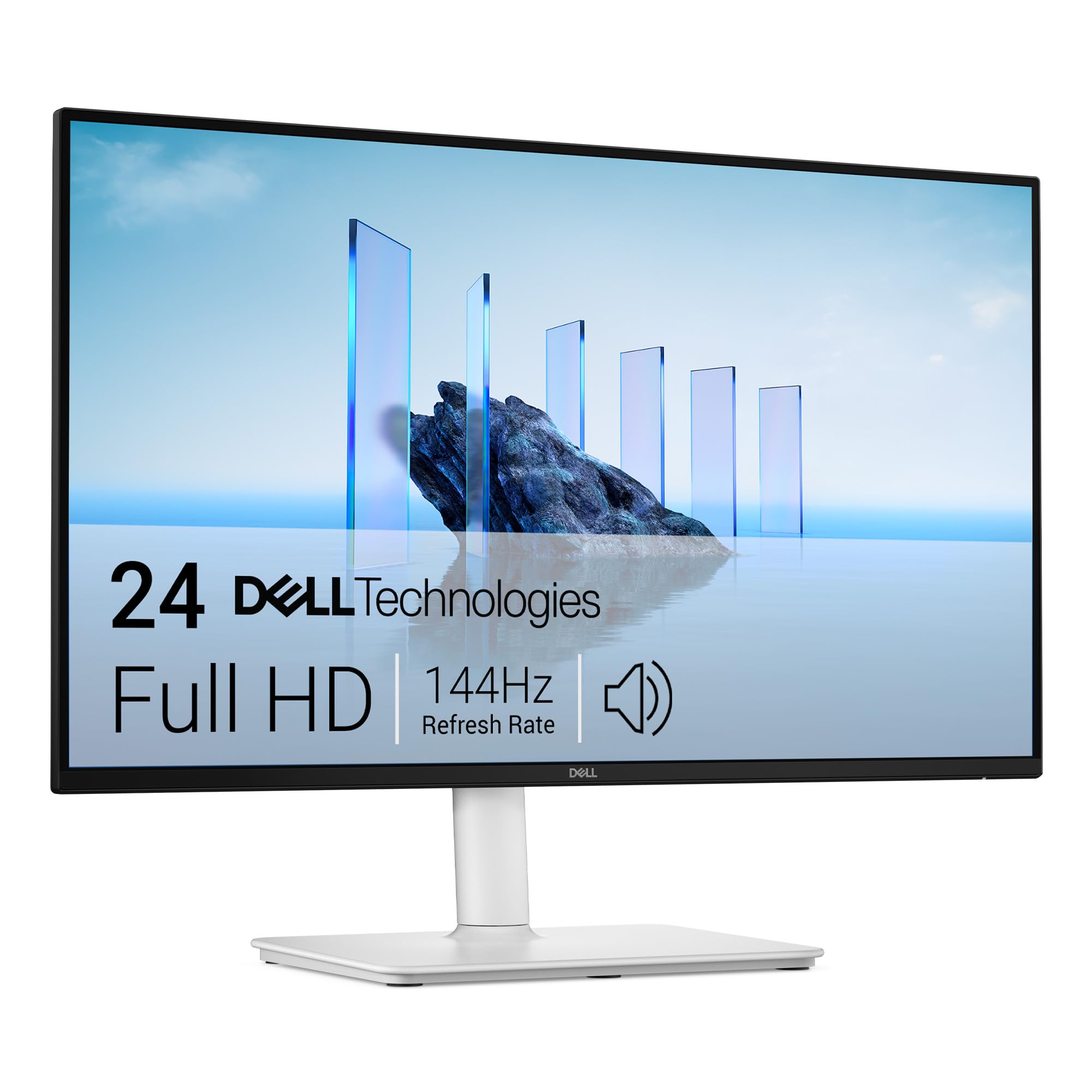 Dell S2425HSM front view showing clean Ash White design and crisp display benefit