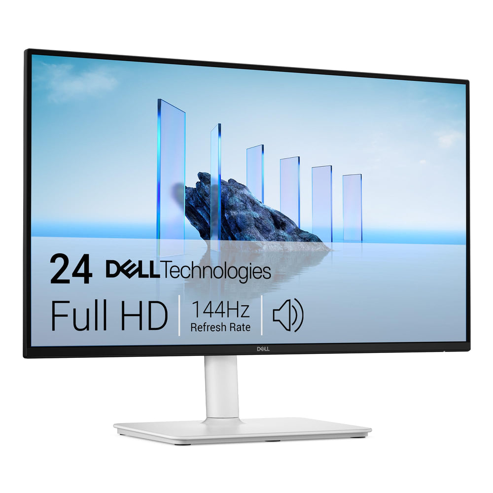 Dell S2425HSM front view showing clean Ash White design and crisp display benefit
