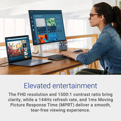 Dell monitor side profile demonstrating adjustable stand and space-saving benefit