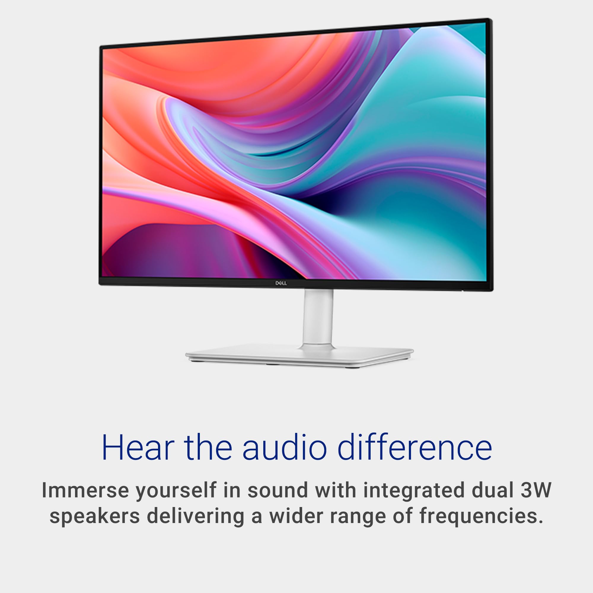 Close view of Dell built-in dual speakers demonstrating clear sound benefit