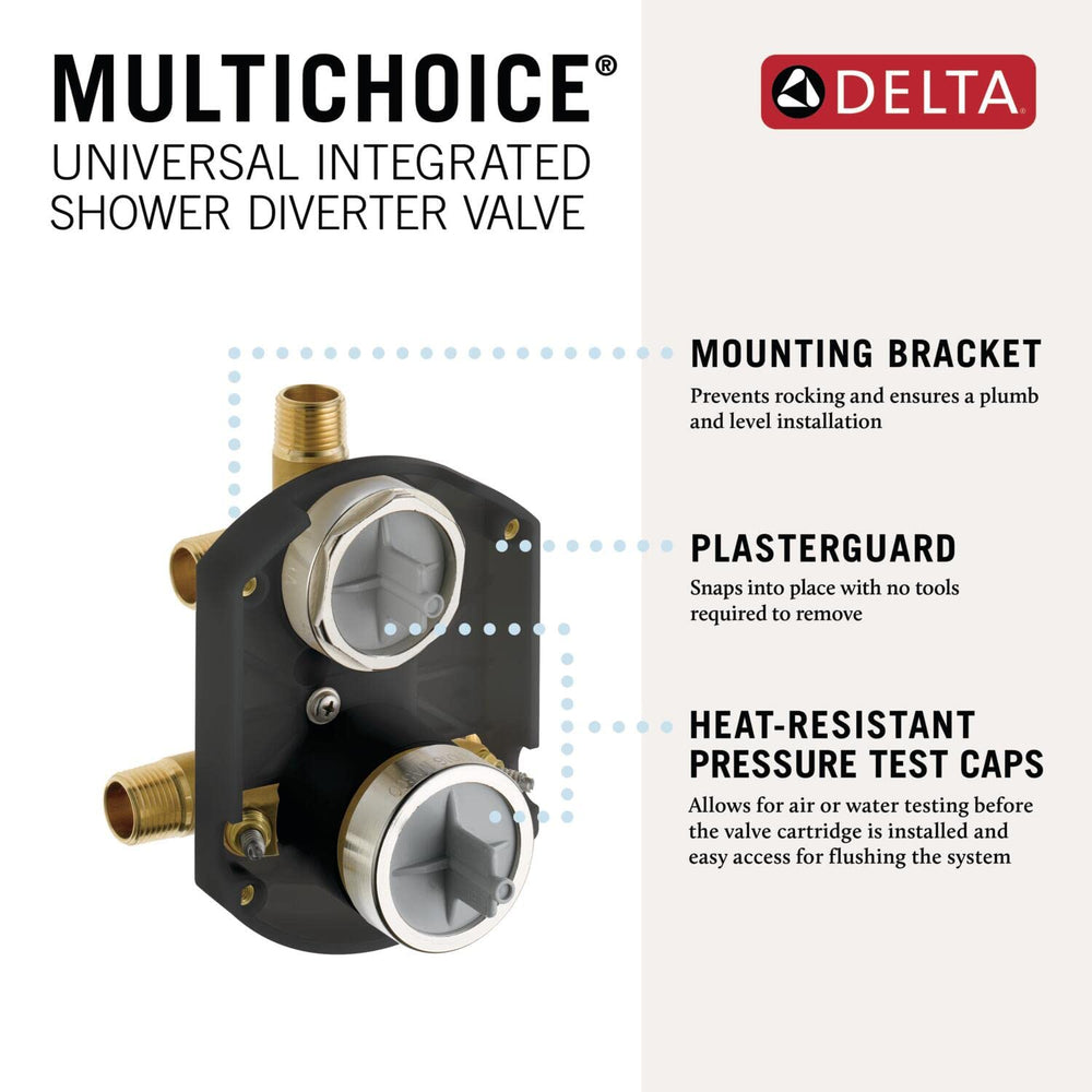 DELTA rough-in close-up of forged brass body illustrating long-lasting durability