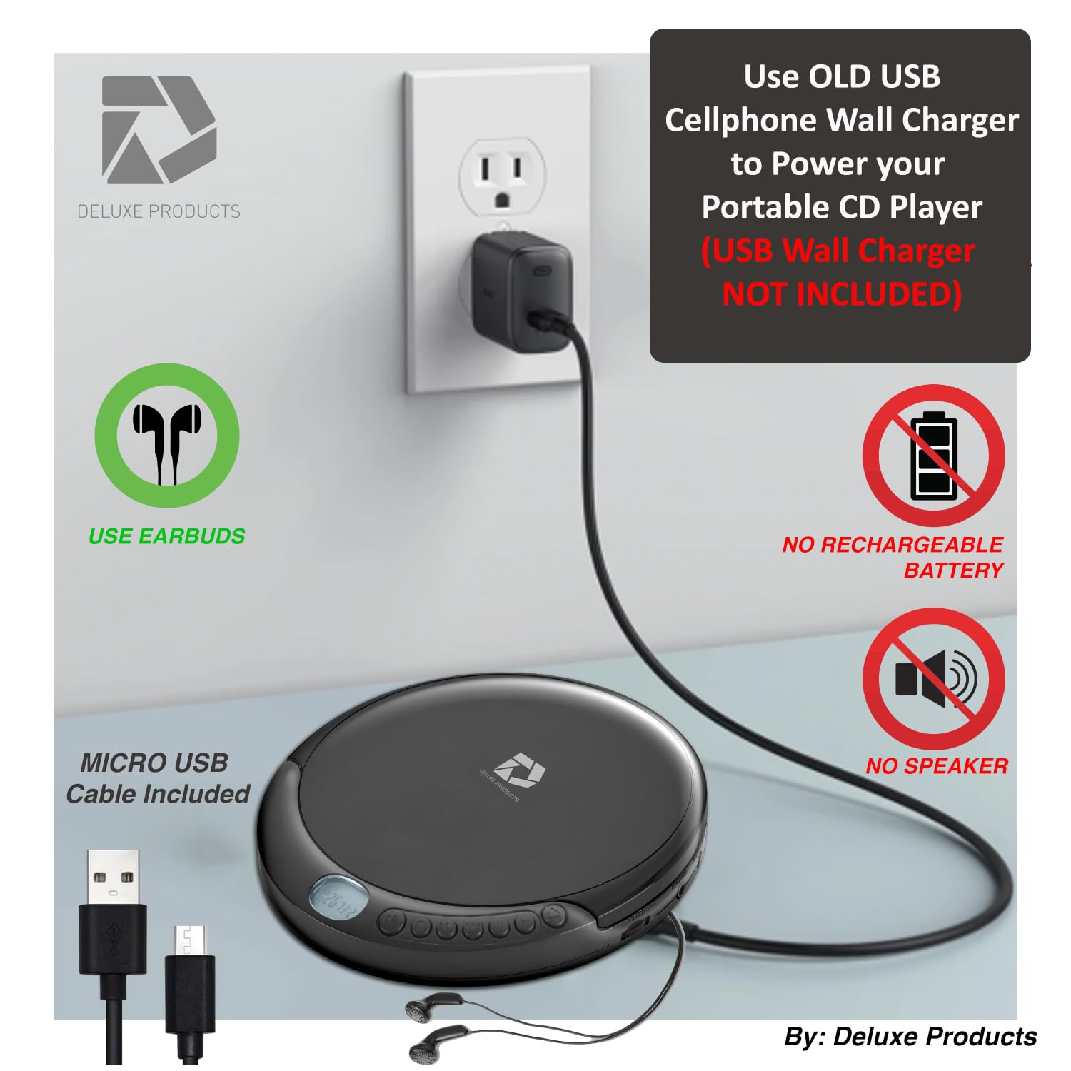 Deluxe Products aux and USB cables together for simple speaker and power benefit