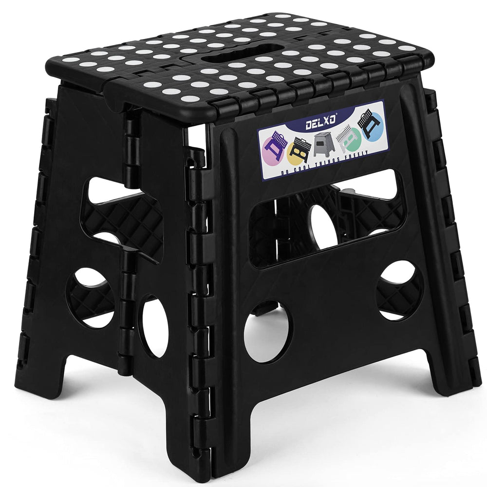 Delxo folding step stool front view showing sturdy support and portability